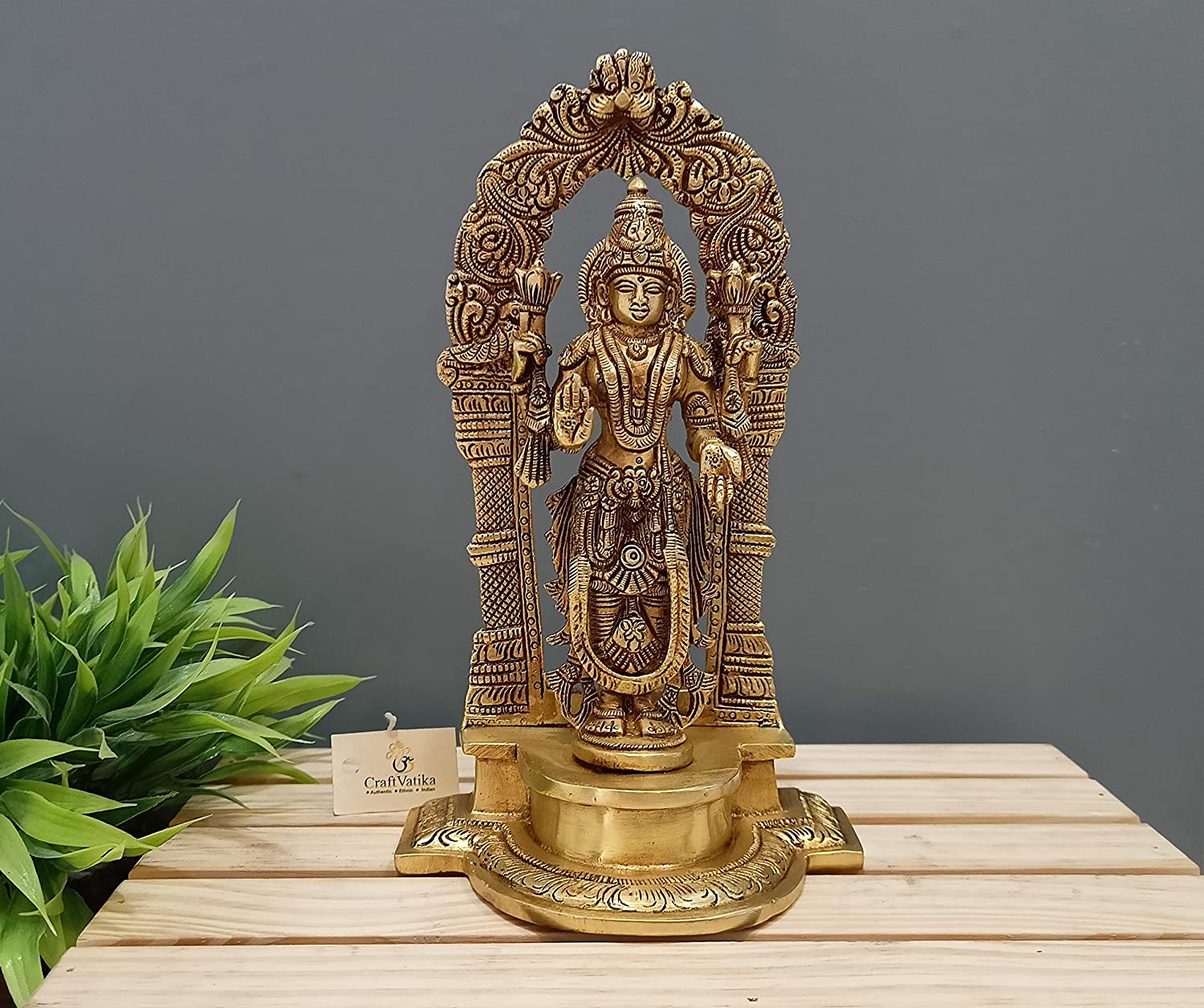 Brass Standing Vishnu Laxmi Idol Murti Statue (Set Of 2)