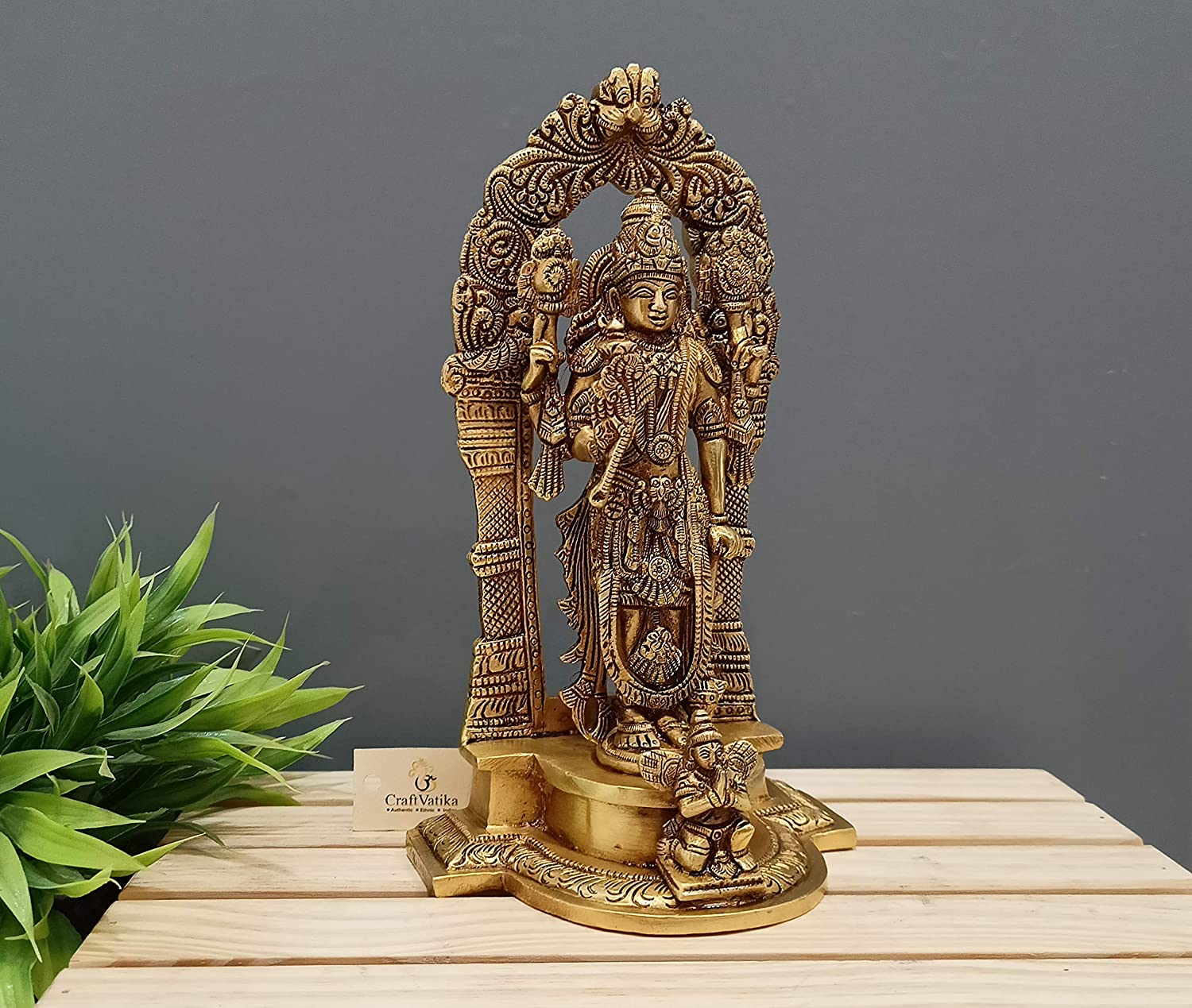 Standing Vishnu Brass Idol Murti Statue