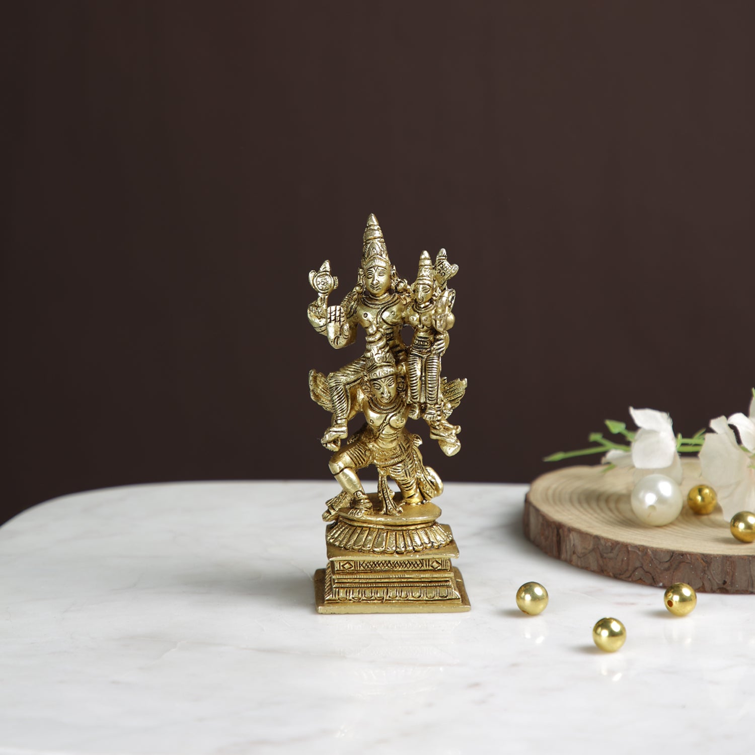 Brass Vishnu Laxmi Idol Murti On Garuda Dev Statue
