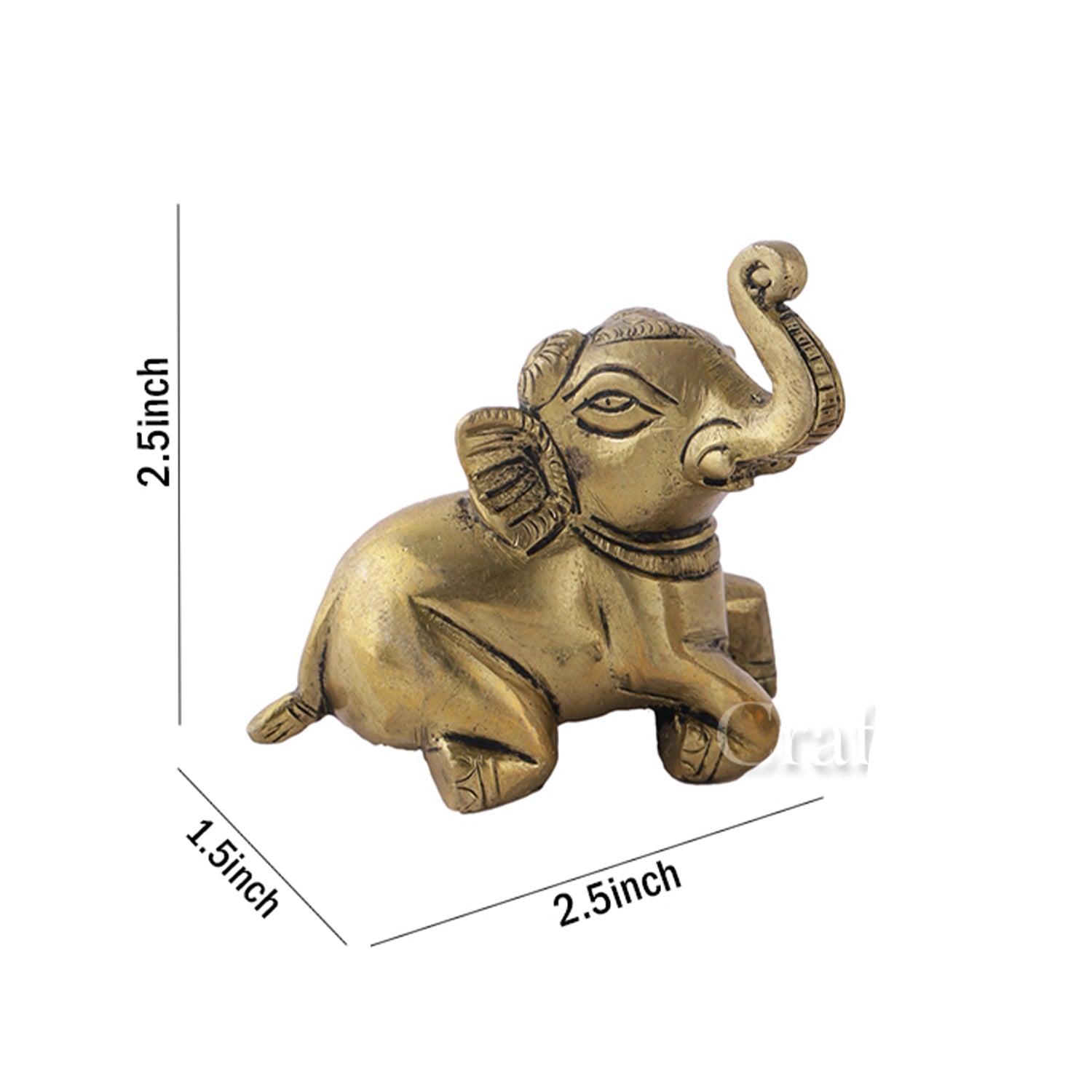Brass Trunk Up Golden Elephant Statue for Decor