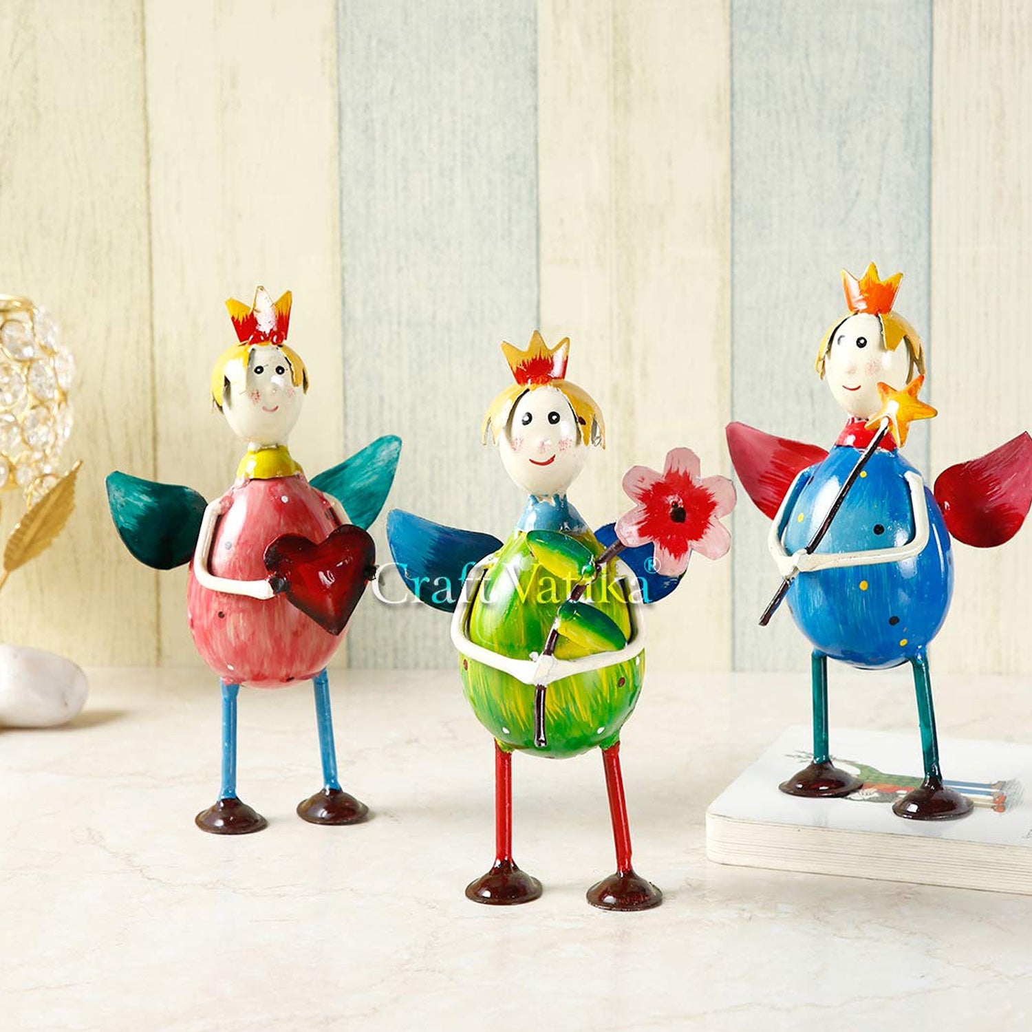 Iron Decorative Angel Statue (Set Of 3)