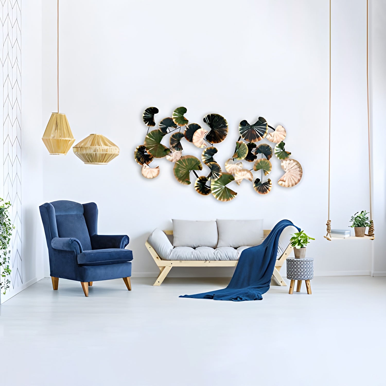 3D Floral Round Cut Off Disc Iron Wall Decor Art Showpiece