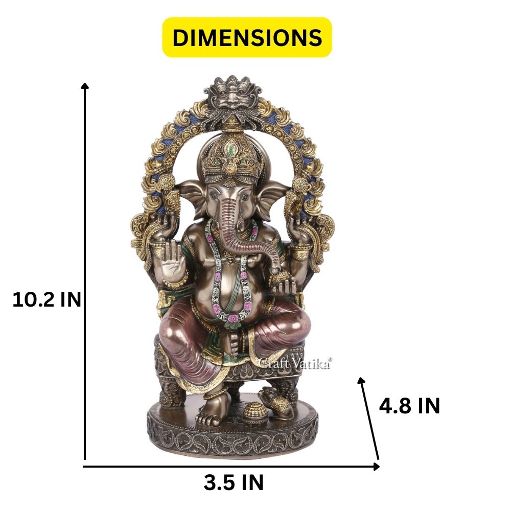 Ganesha Sitting On Throne Resin Statue Kc299