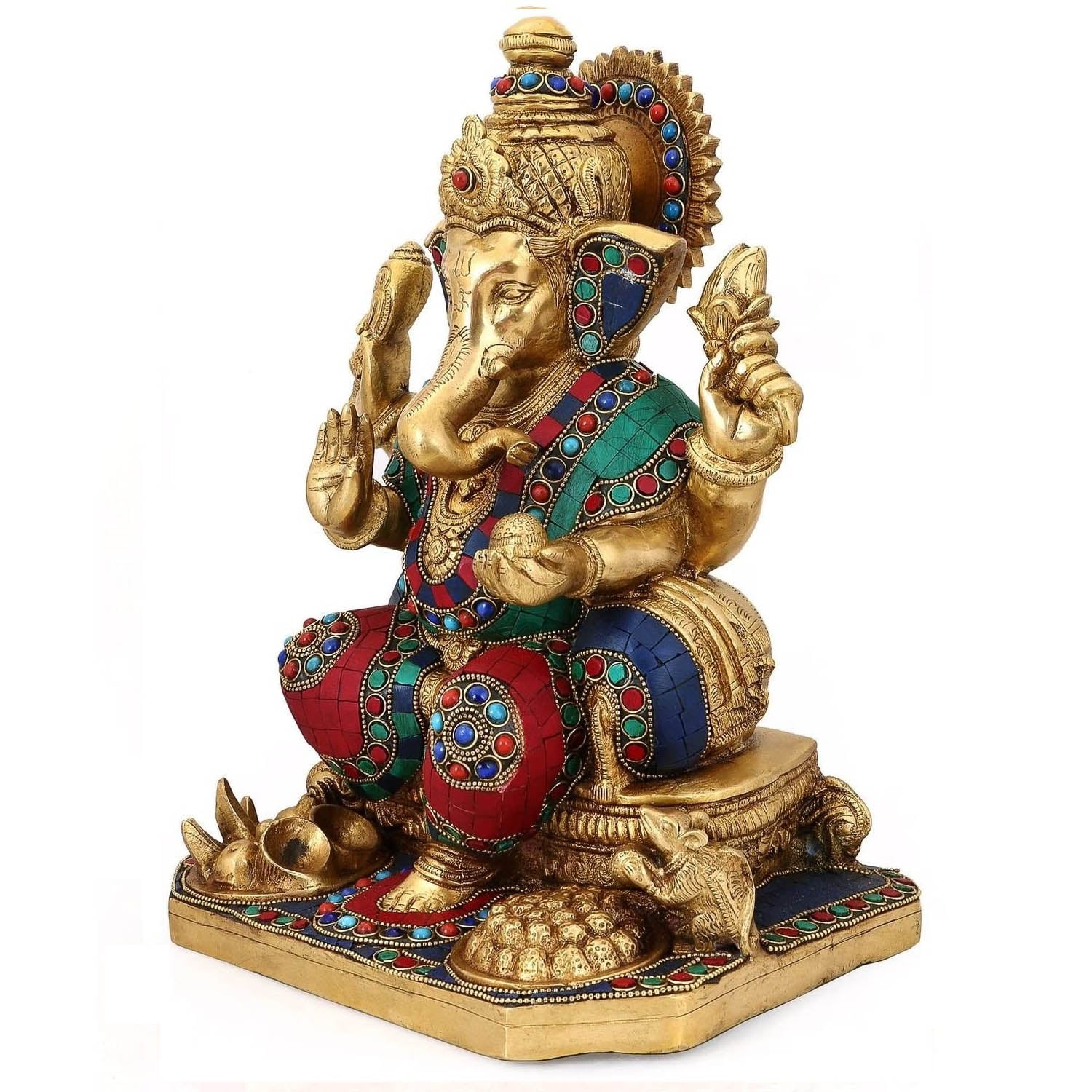Large Lord Ganesh Idol Handcarved Colorful Statue