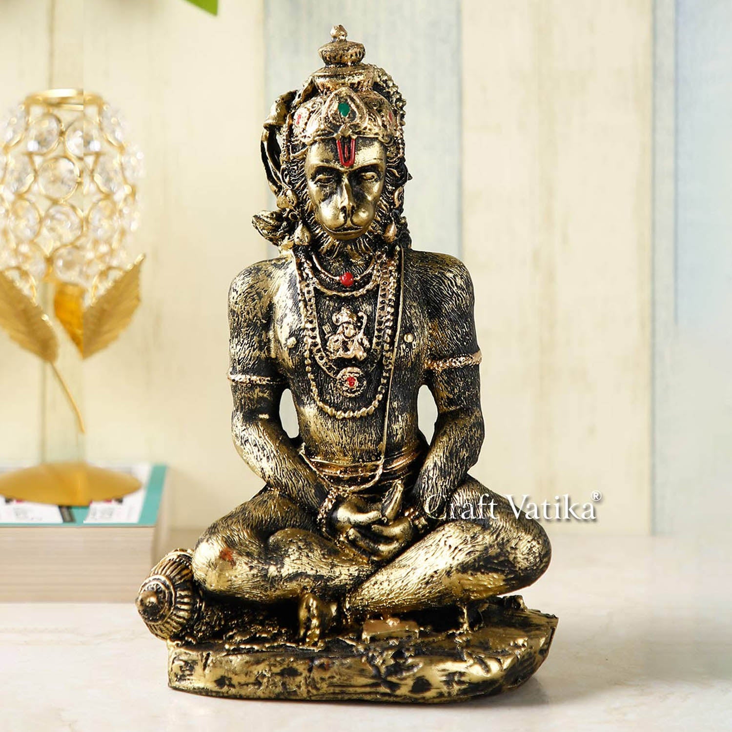 Hanuman Idol in Dhyan Mudra Meditating Resin Statue