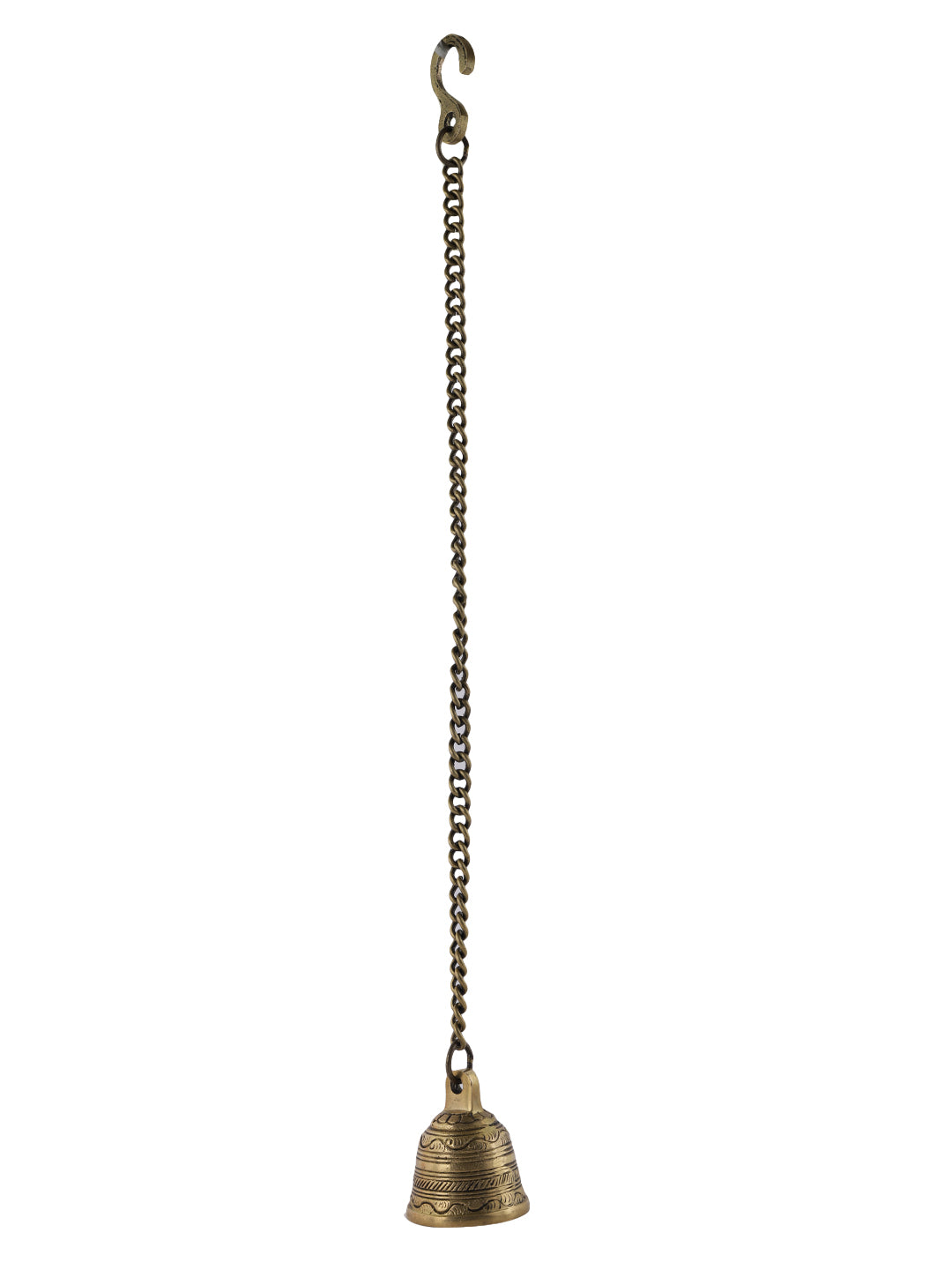 Brass Temple Hanging Bell with Chains and Hook