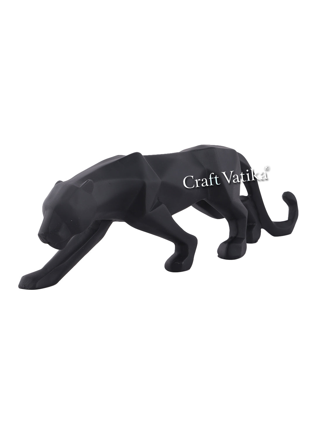 Geometric Polyresin Black Panther Decorative Showpiece