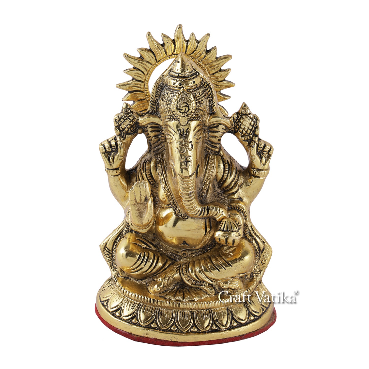 Gold platted Blessing Sculpture of Ganesha Worship Statue