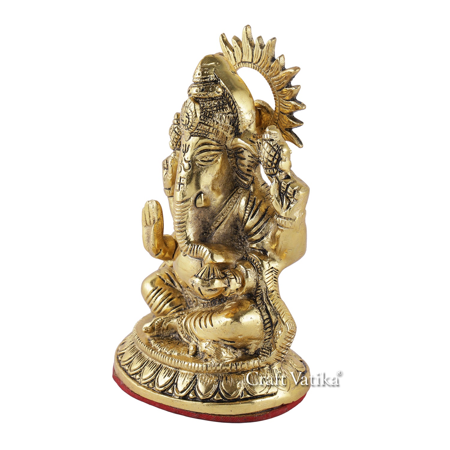 Gold platted Blessing Sculpture of Ganesha Worship Statue