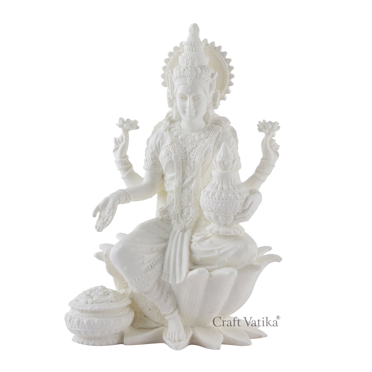 White Marble Dust Goddess Laxmi Idol Decorative Showpiece