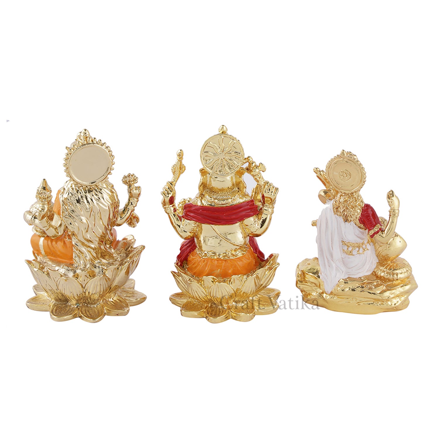 Hindu Deity Idol of Lakshmi-Ganesha-Saraswati Ceramic Idol