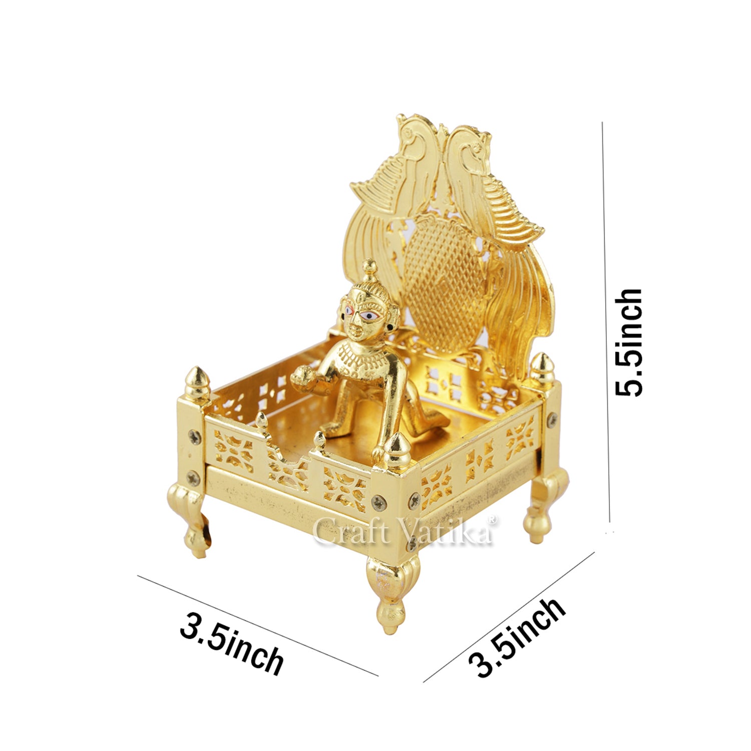 Metal Laddu Gopal with Singhasan Showpiece