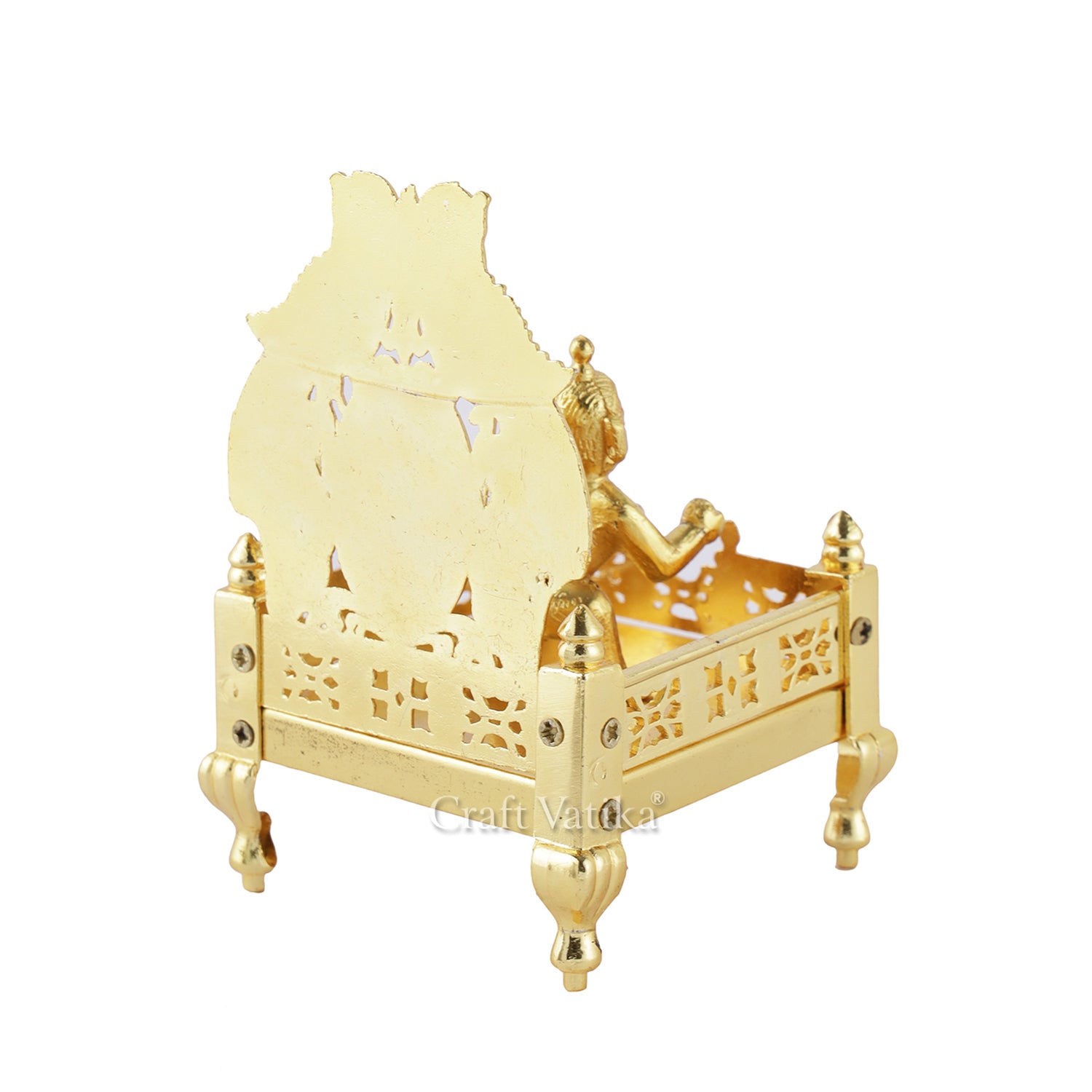 Metal Laddu Gopal with Singhasan Showpiece