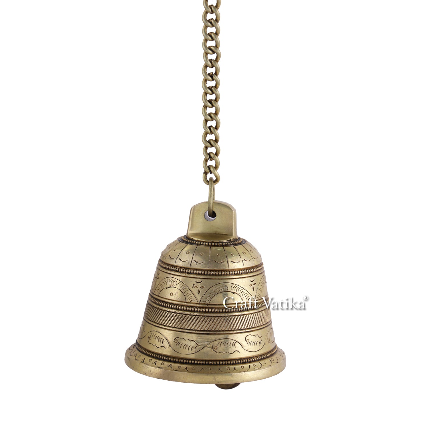 Brass Hanging Bell With Chain And Hook For Temple Dfbw161