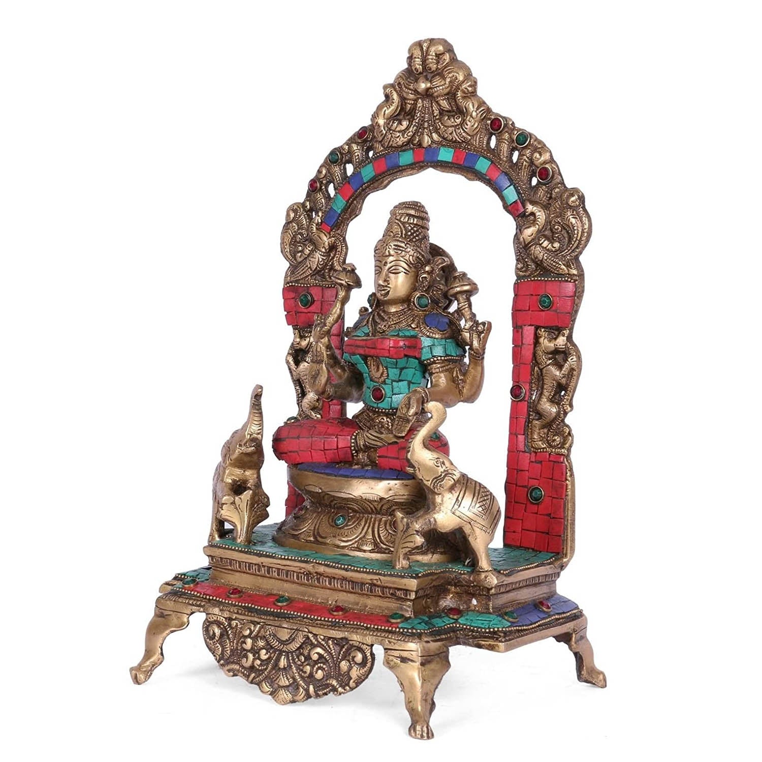 Goddess Laxmi JI Statue sitting on Singhasan Sculpture Figurine
