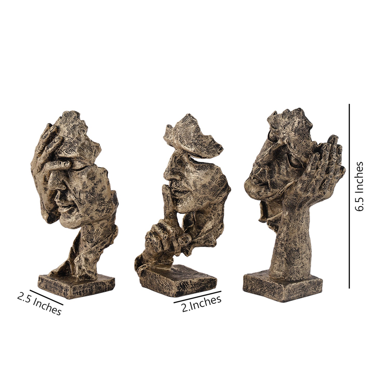 Human Face Decorative Resin Showpiece (Set of 3)