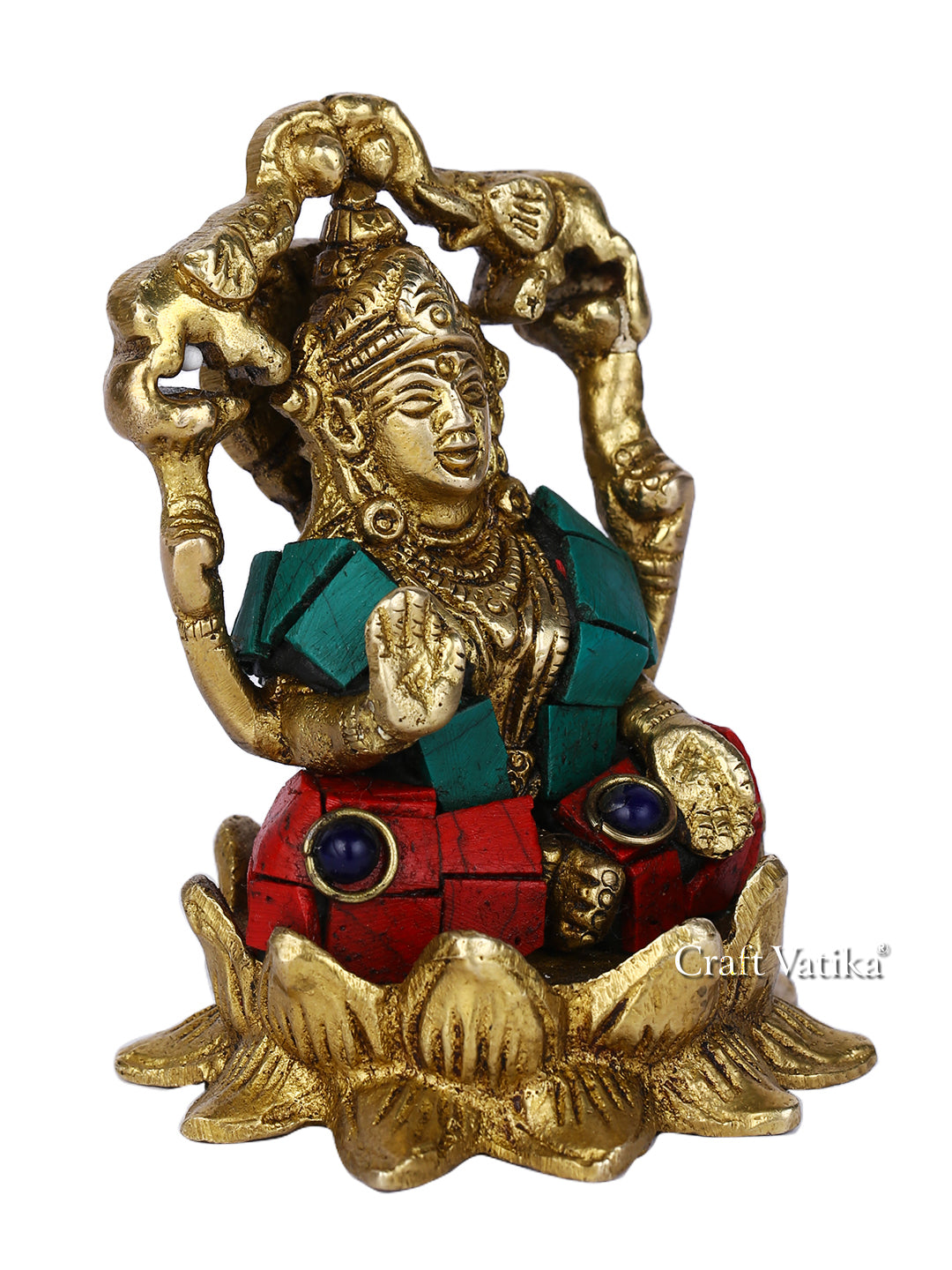 Handmade Lakshmi Idol Sitting On Lotus Decorative Showpiece Lts114