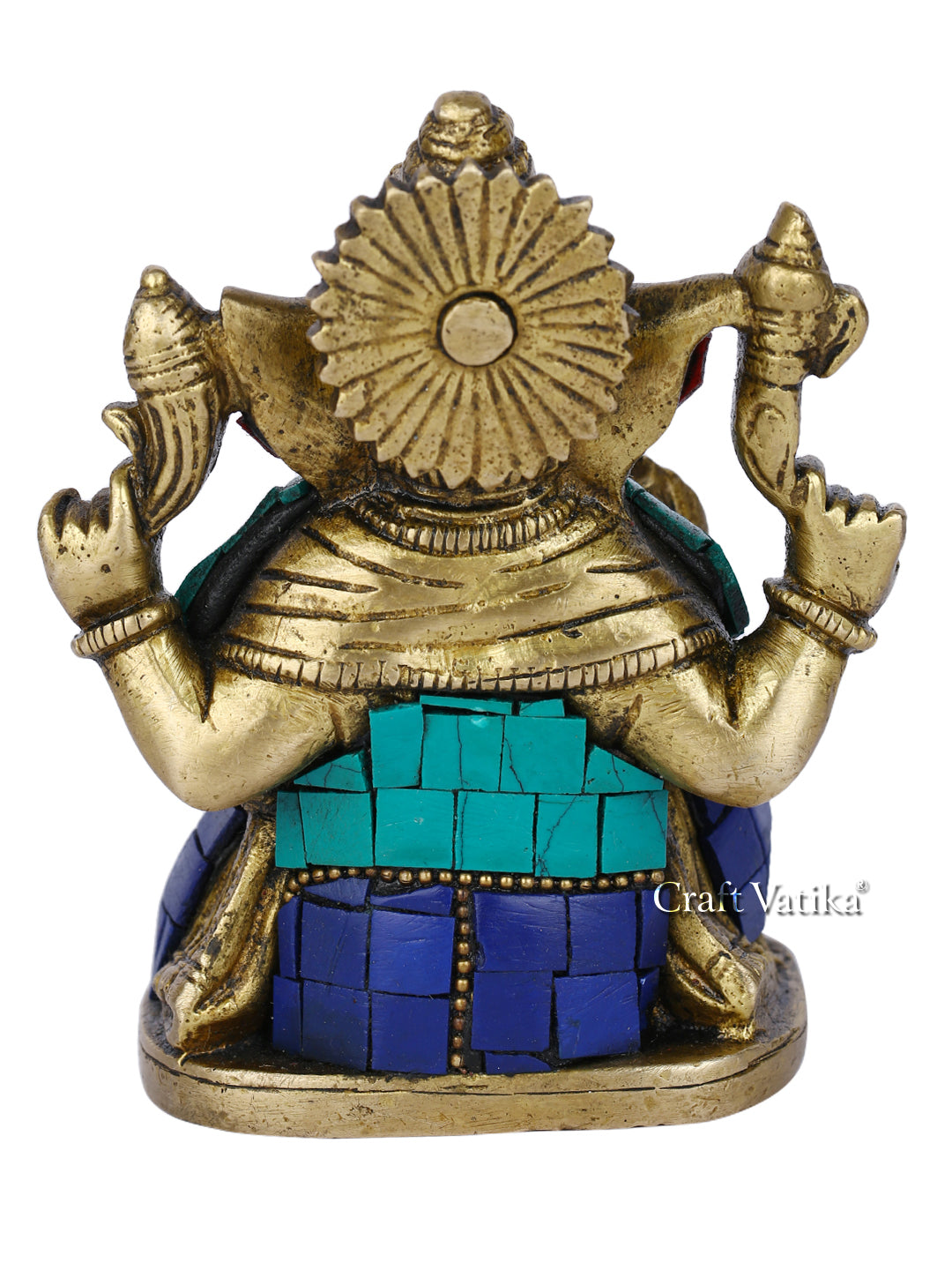 Brass Blessing Ganesh Chaturbhuj Posing Idol Murti Gts214