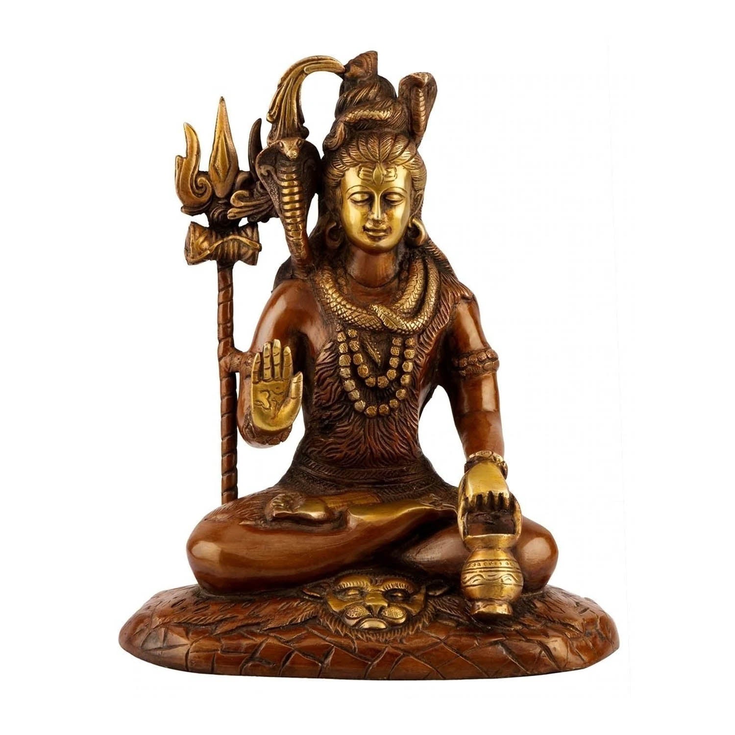 Brass Lord Shiva Idol With Brown Polish