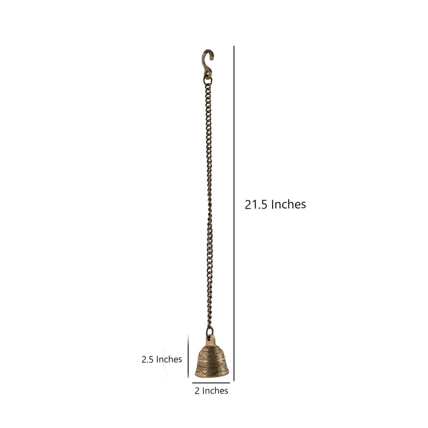 Brass Temple Hanging Bell with Chains and Hook