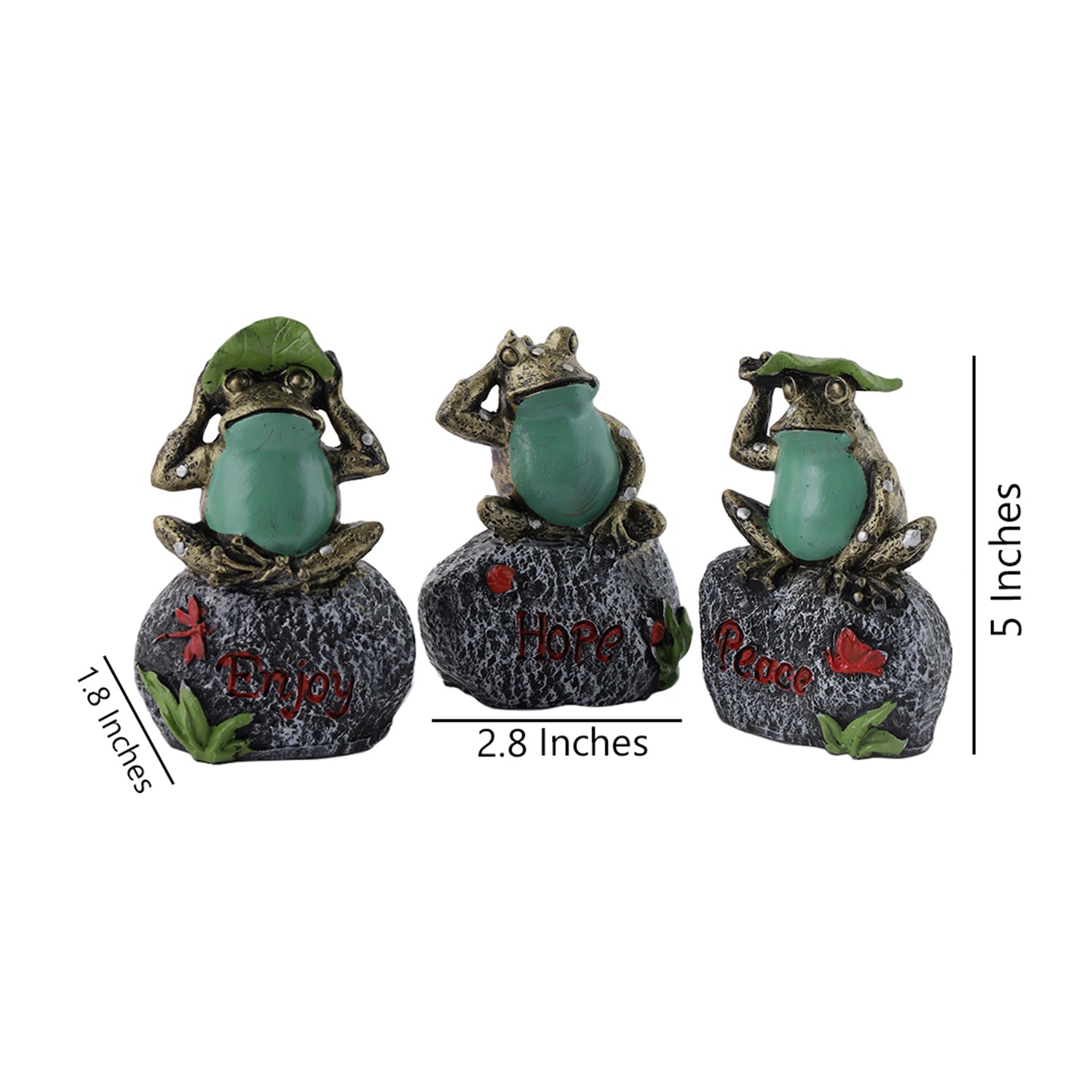 Resin Frog Showpiece For Home Decor ( Set of 3)