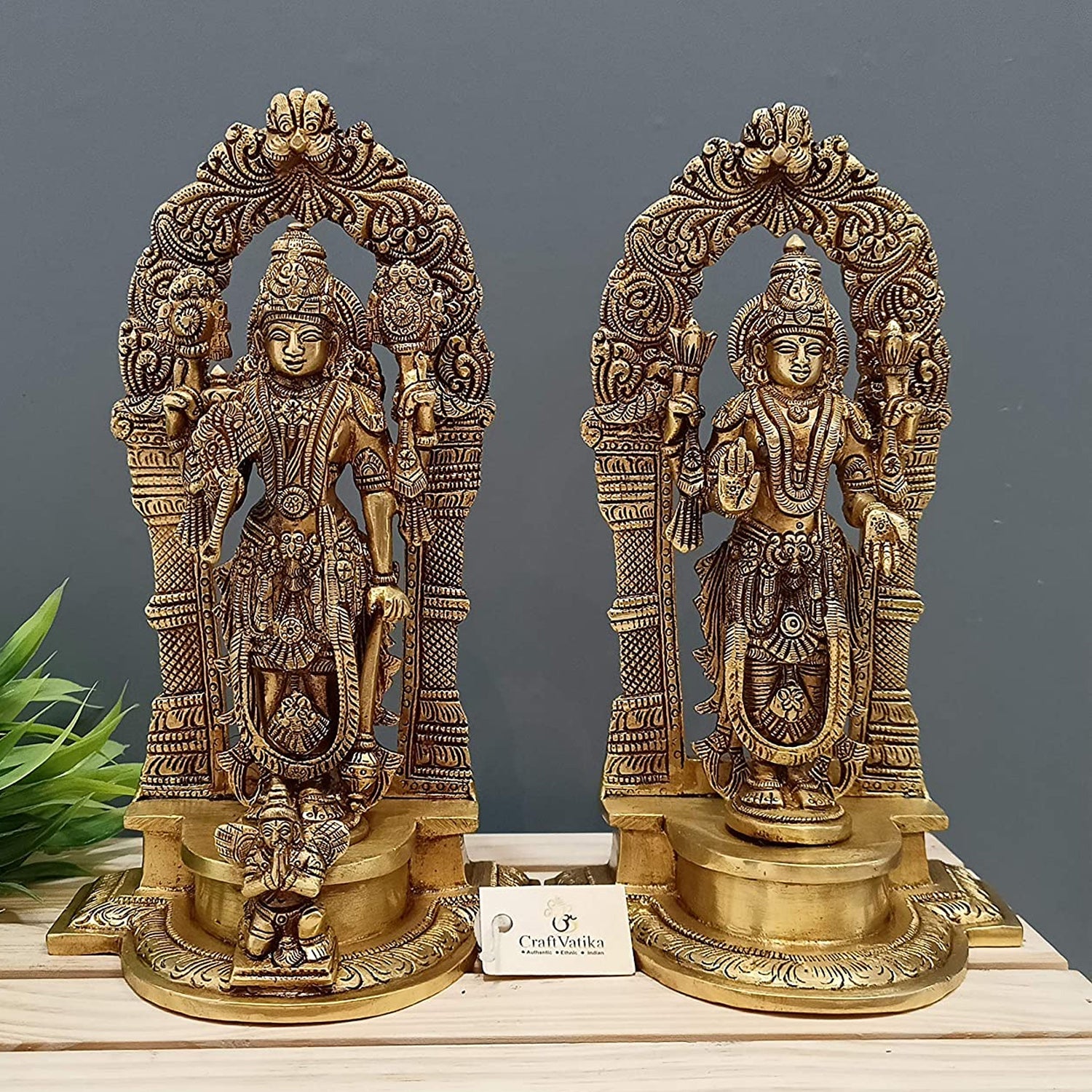 Brass Standing Laxmi narayan vishnu Idol Murti Statue (Set Of 2)