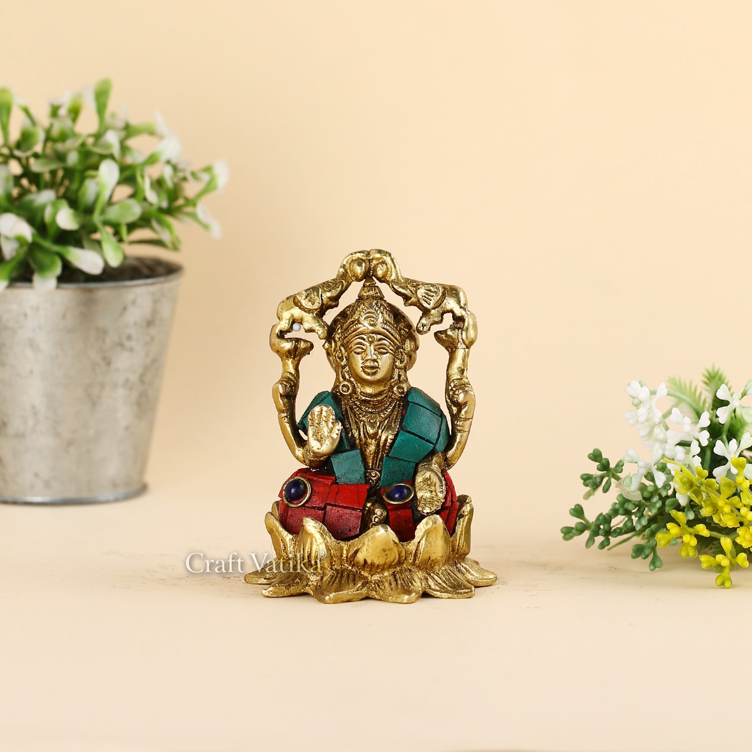 Handmade Lakshmi Idol Sitting On Lotus Decorative Showpiece Lts114