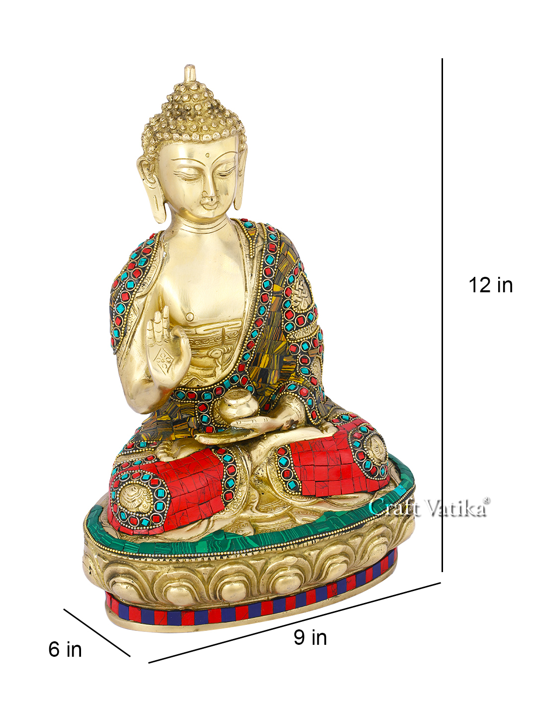 Brass Buddha Statue Teaching Vitarka Sitting Buddhism Idol,Multicolour-Bts216