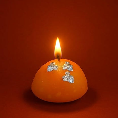 Soya Wax Candles Set of 12 for Festival Decorations Laddu Shape Wax Candles (TCMH475-2PKT)