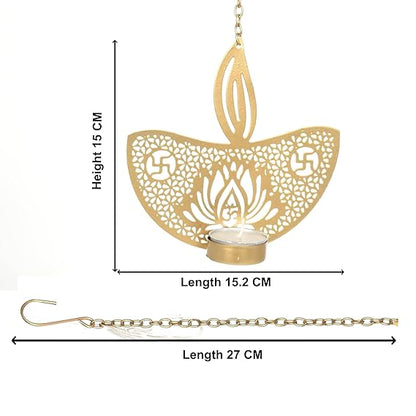 Tealight Candle Holder Set of 2, Diwali Decoration Items,Diya Design Tlight Candle Holder for Home Wall Hanging Decorations(TCMH484-1BOX)