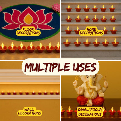 LED Floating Water Sensor Diyas Set of 24, Diwali Decor Items ( DFBS554-24 )