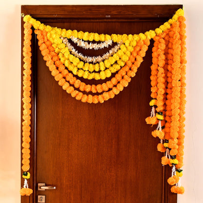 Toran for Main Door Entrance, Fluffy Flower Bandarwal Toran (TORAN186)