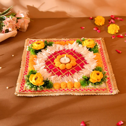 Rangoli Mat Tealight Candle Holder Set of 1 Festival Decoration Items ( RANG203 )