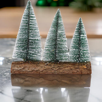 Mini Christmas Tree Miniature Table Decor Artificial Pine Green Tree with Wooden Base for Christmas Decorations Items