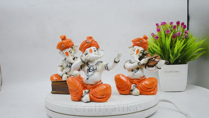 Lord Ganpati Playing Musical Instruments Figurine (Set Of 3) Gmas217-3