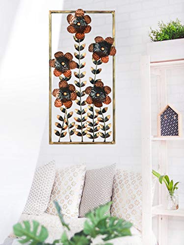 Flower Metal Frame Mounted Wall Hanging Showpiece 