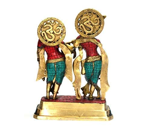 Large Brass Idol of Radha Krishna Spiritual Worship Statue
