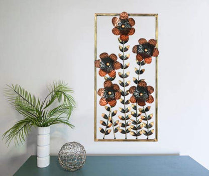 Flower Metal Frame Mounted Wall Hanging Showpiece 