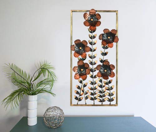 Flower Metal Frame Mounted Wall Hanging Showpiece 