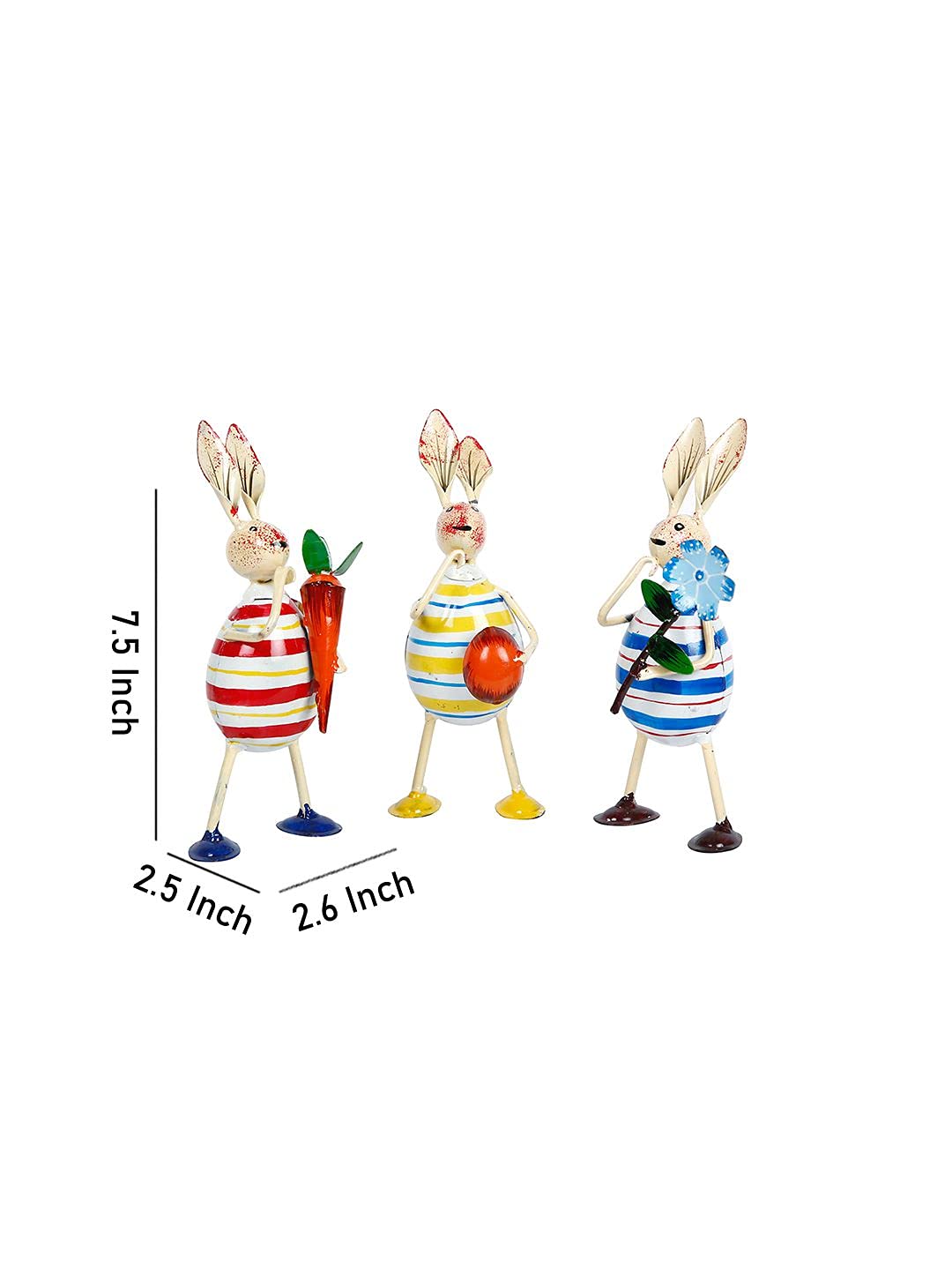 Metal Rabbit Egg Animal Painted Showpiece 