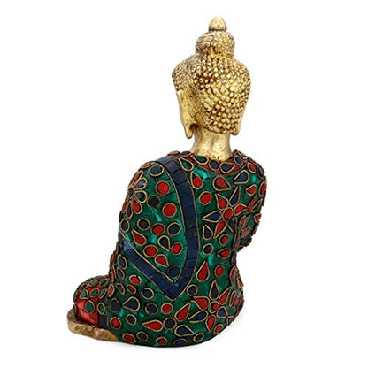 Brass Blessing Pose Buddha Statue With Scared Kalash