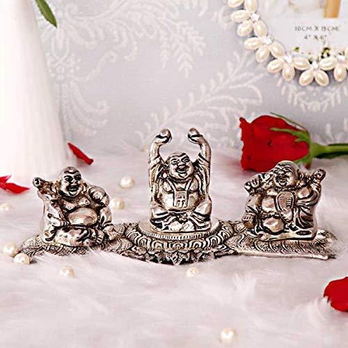 Oxidized Metal Laughing Buddha Idols Showpiece Plate