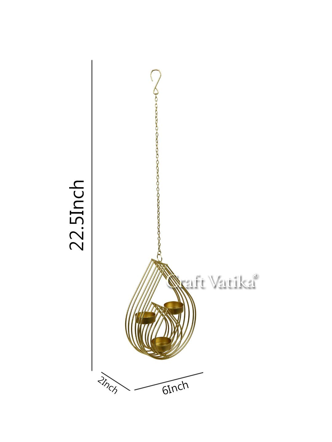 Metal Tealight Candle Holder Wall Hanging With Golden Finish