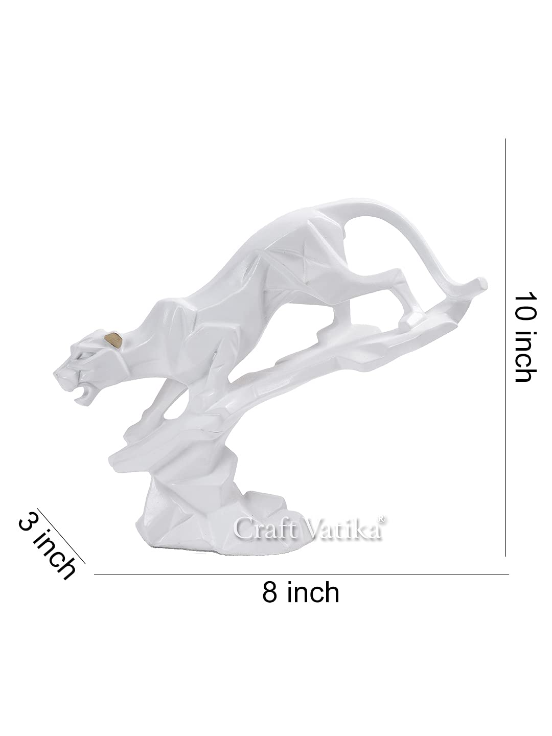 Ceramic White Panther Showpiece for Home Decor