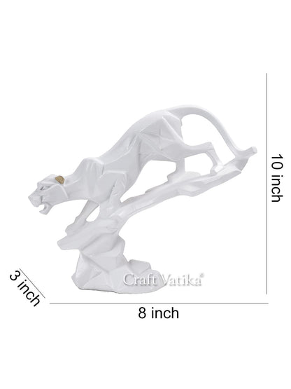 Ceramic White Panther Showpiece for Home Decor