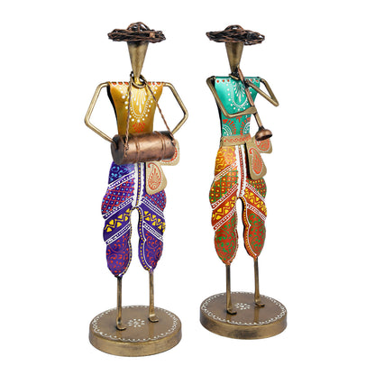 Metal Rajasthani Standing Musician Set of 2,DFMS440