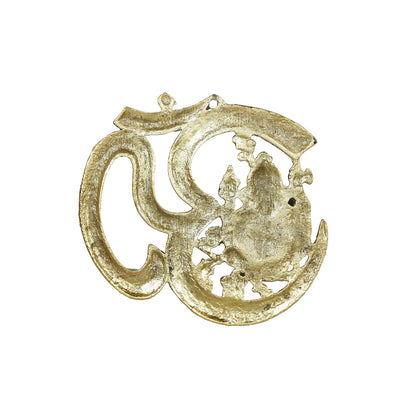 Metal Ganesha Figurine On Om Wall Hanging Gmw121