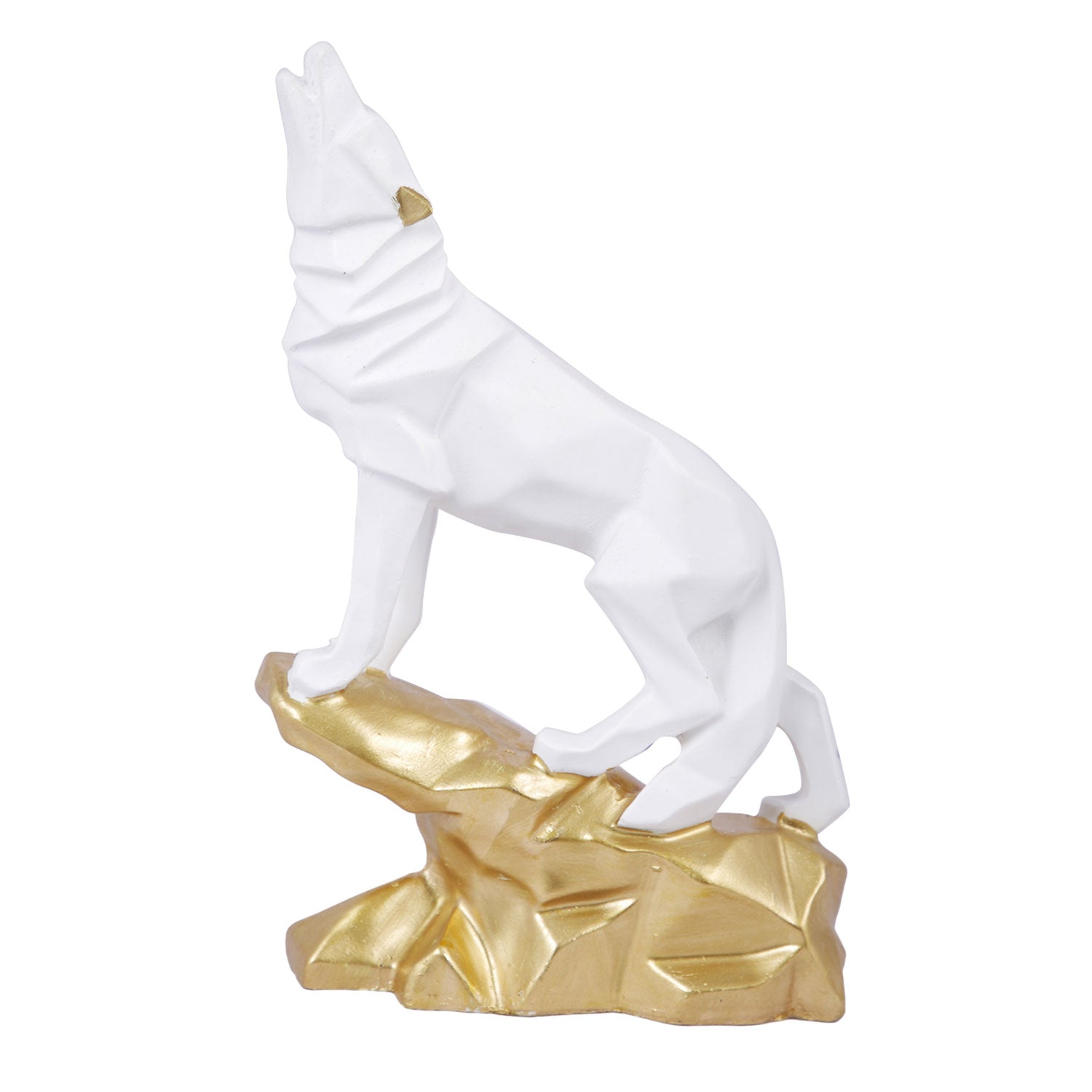 Resin Geometric White Wolf  Decorative Showpiece Dfmas406-White