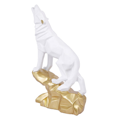 Resin Geometric White Wolf  Decorative Showpiece Dfmas406-White