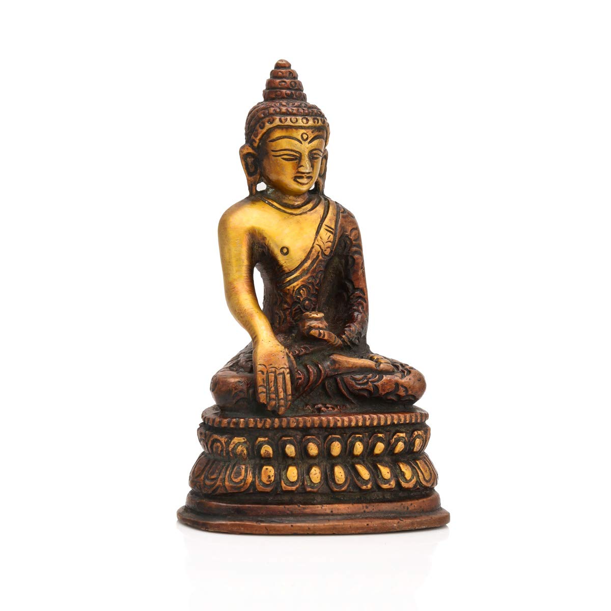 Brass Buddha Gautam Buddhist Idol Showpiece With Sacred Kalash Bbs264